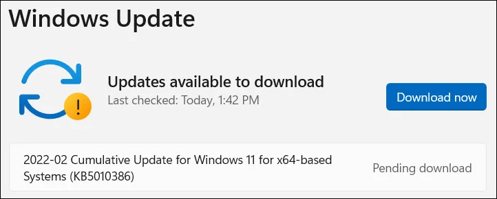download Windows 11 KB5010386 via Windows Update