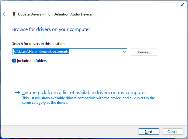 manually find audio drivers on your computer