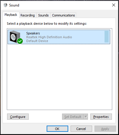 sound playback settings