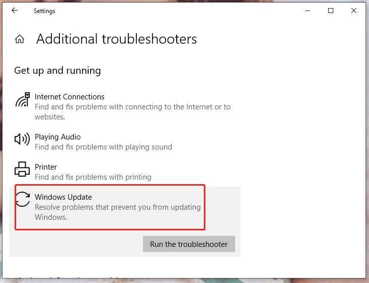 click windows update