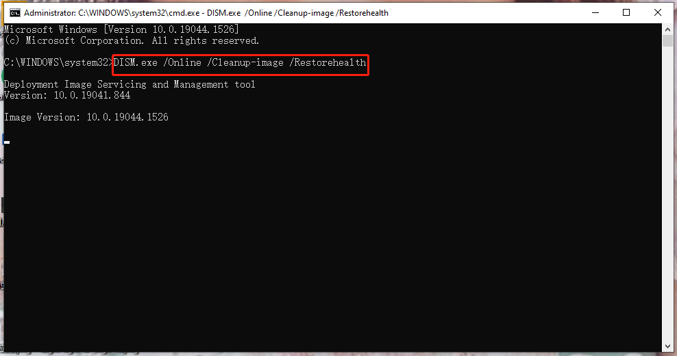 type DISM command