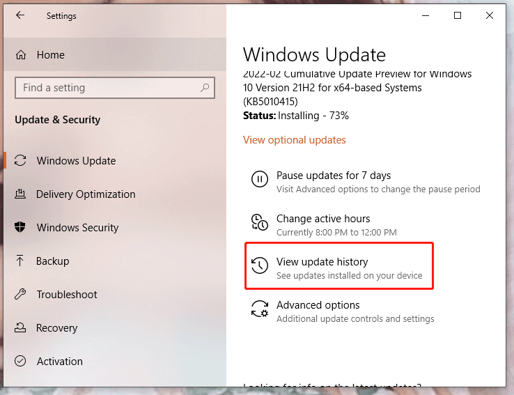 click view update history