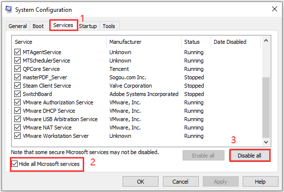 click Disable all
