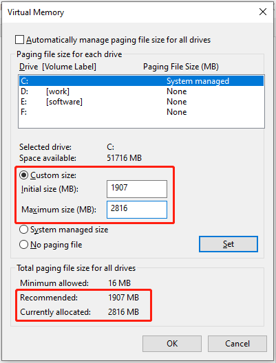 change virtual memory