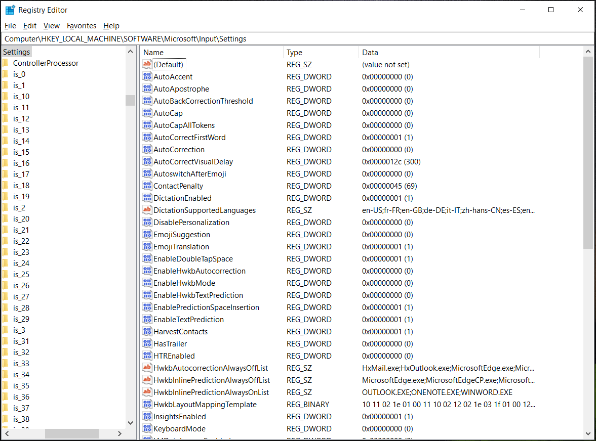 Windows Registry Editor