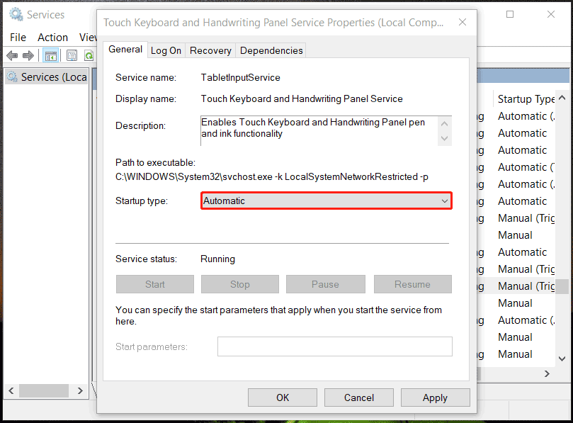 Touch Keyboard and Handwriting Panel Service