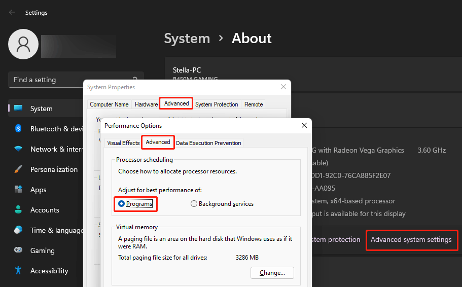 set CPU priority to prefer foreground apps on Windows 11