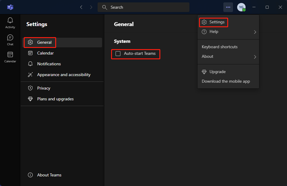 stop Microsoft Teams from opening via Settings