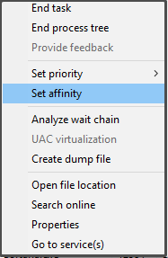 choose set affinity