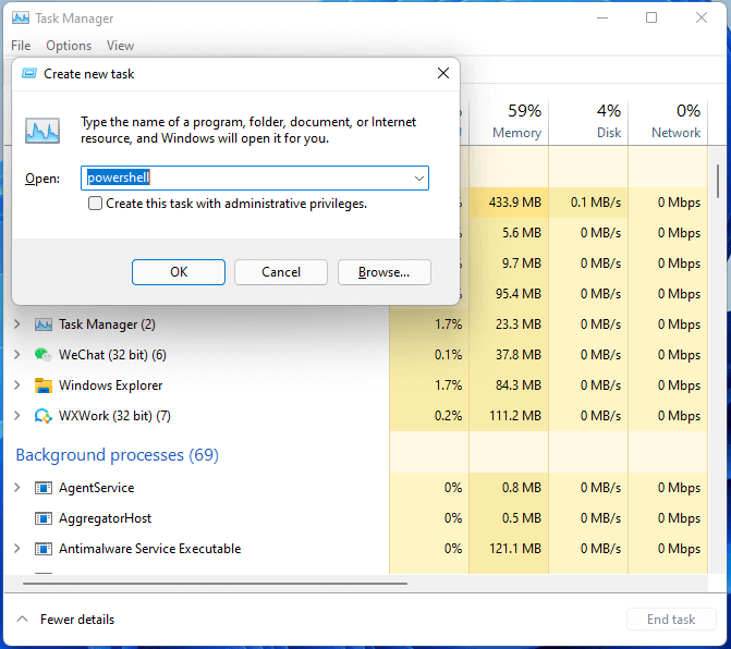 create PowerShell task