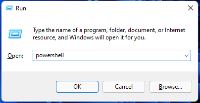 open PowerShell from Windows 11 Run