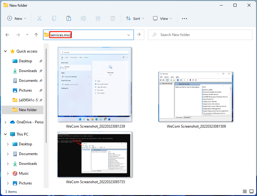 run Services in File Explorer