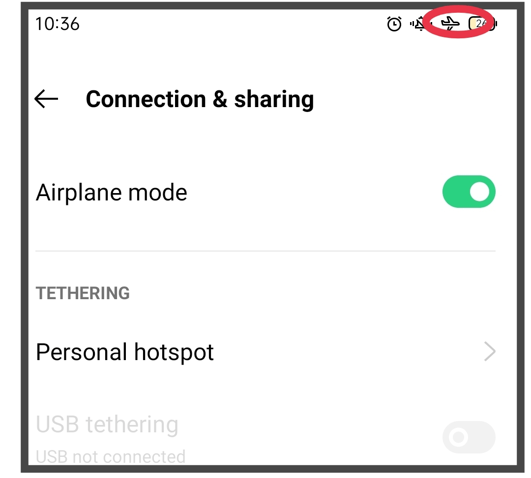 enable Airplane mode in settings