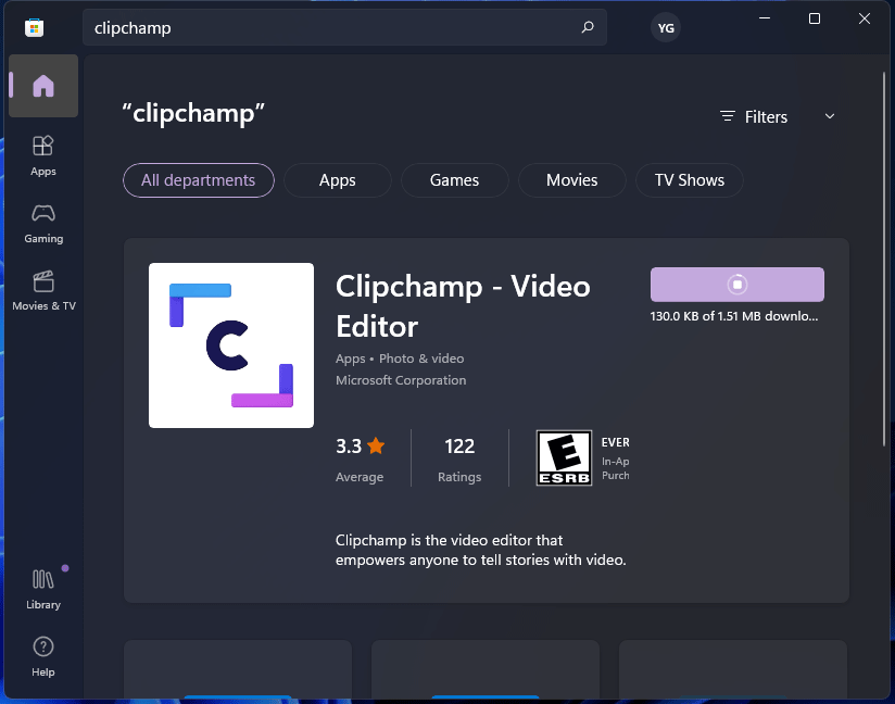 download Windows Clipchamp via Microsoft Store