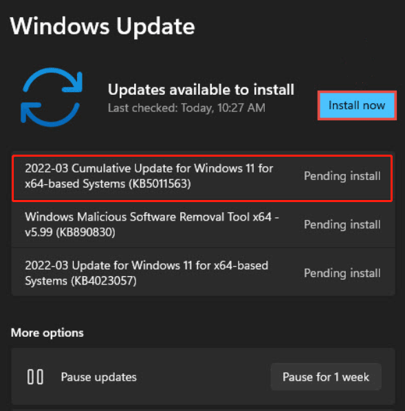 Windows KB5011563 update download and install