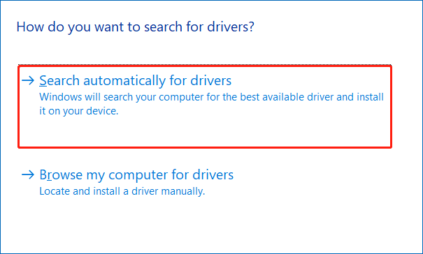 search automatically for drivers 