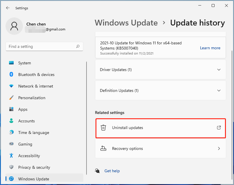 uninstall Windows 11 updates 