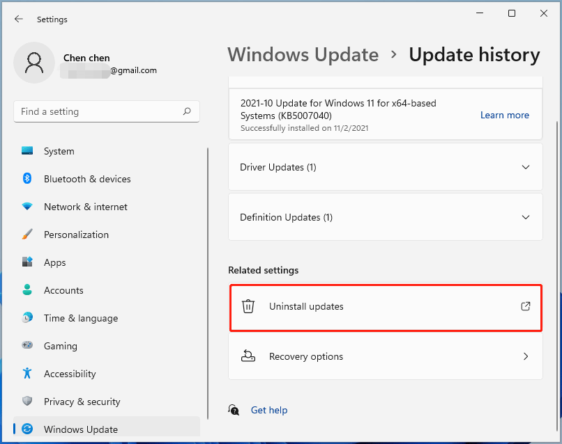 uninstall Windows 11 updates