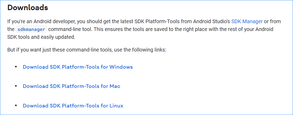 download SDK platform-tools for Windows