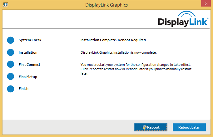 DisplayLink installation complete