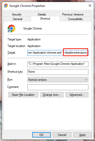 add -disable-extensions
