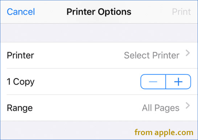 make print settings on iPhone
