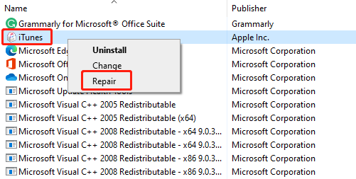 repair iTunes