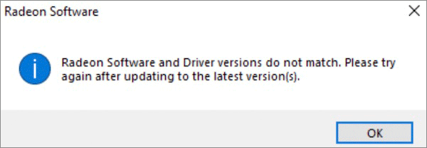 Radeon Software and Driver versions do not match