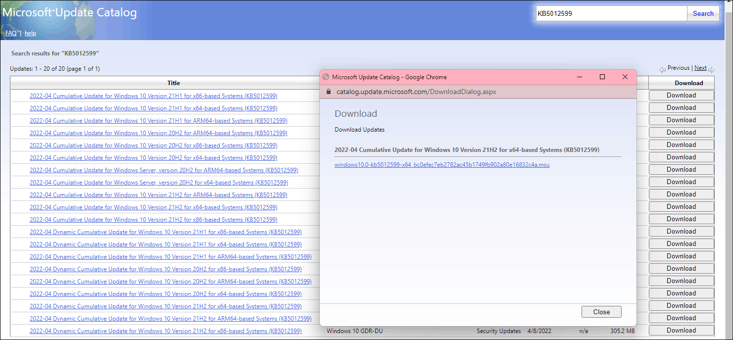 Microsoft Update Catalog