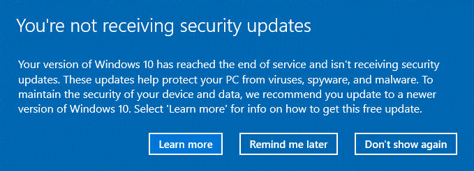you’re not receiving security updates