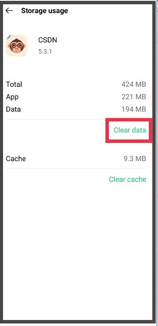 click clear data