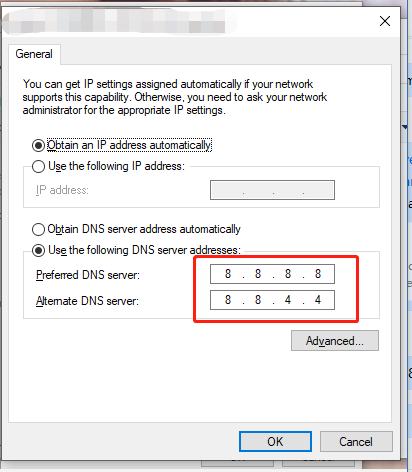 change DNS address