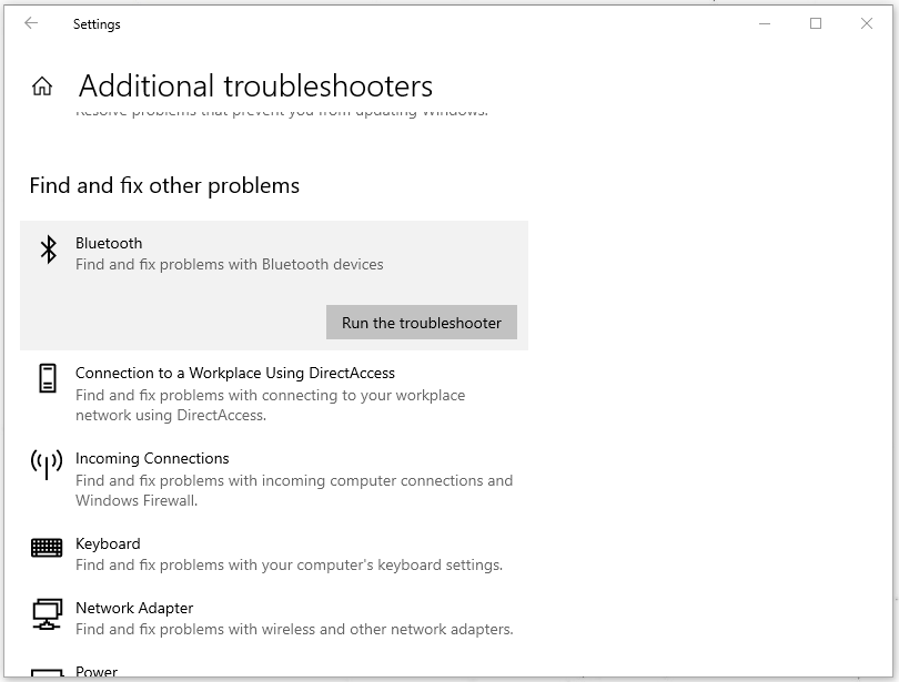 click on Run the troubleshooter