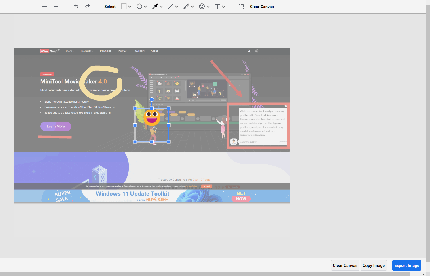 edit the Chrome screenshot