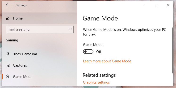 turn off Game Mode