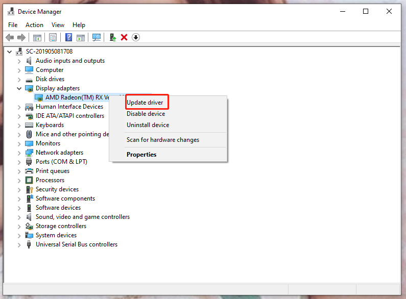 click Update driver