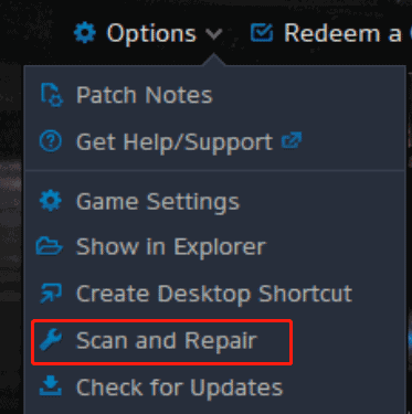 repair game files in Blizzard