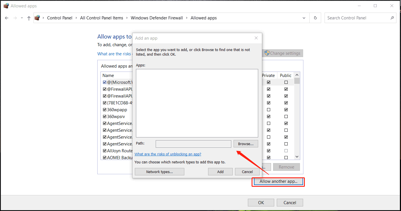 allow an app through Windows Firewall