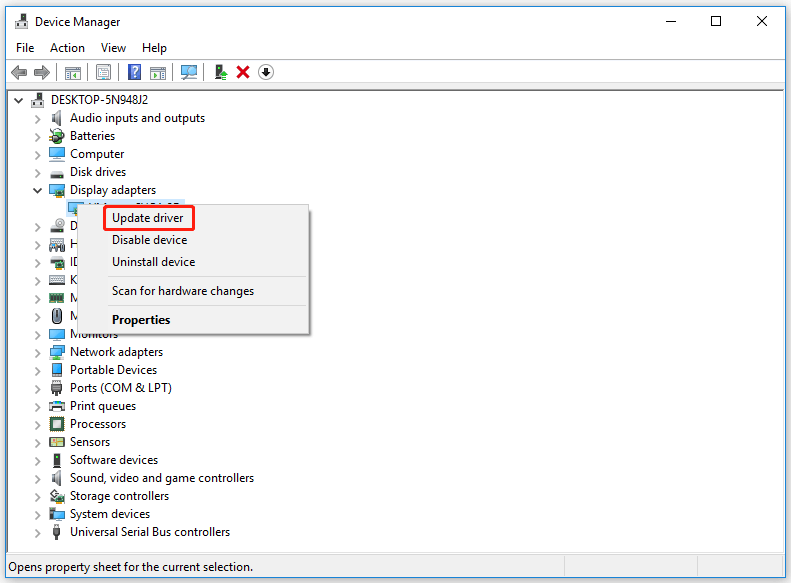 choose Update driver