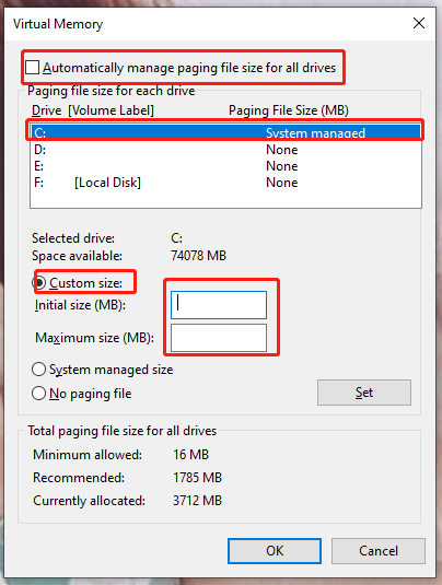increase the virtual memory