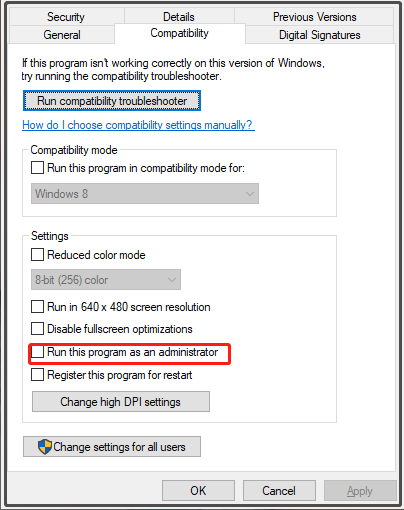 Run this program as an administrator