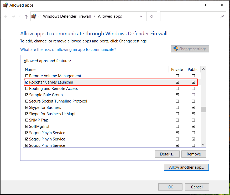 allow Rockstar Games Launcher through firewall