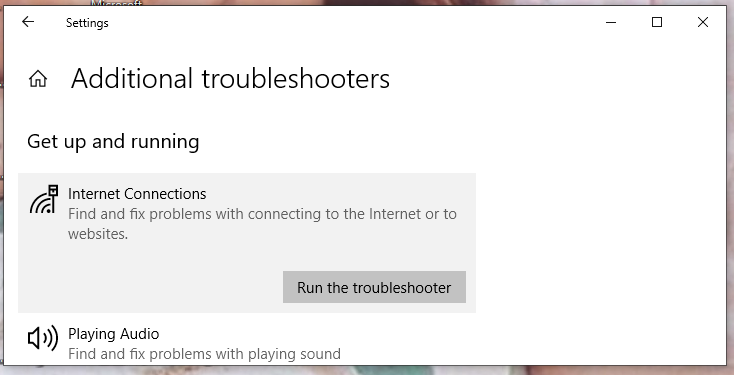 Run the internet troubleshooter