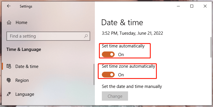 set time and time zone automatically