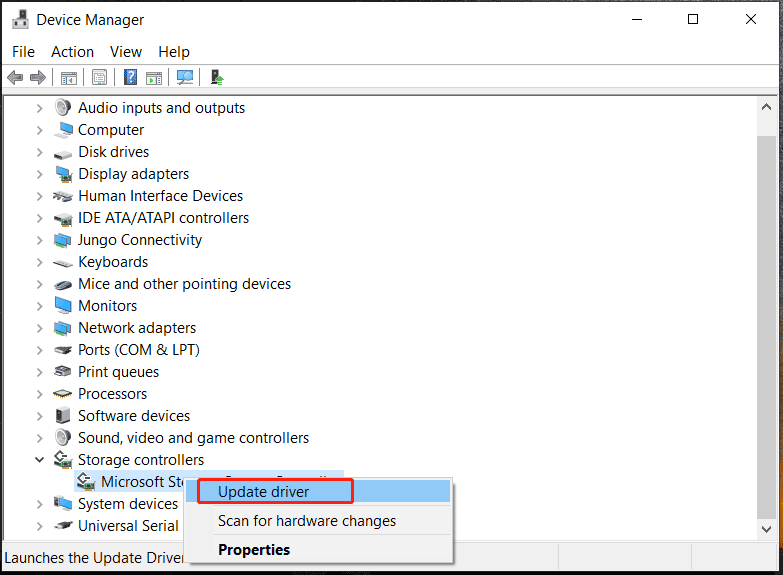 update storage spaces controller driver
