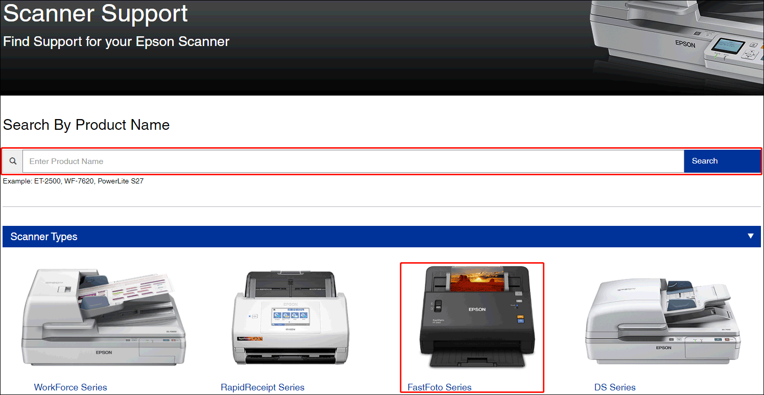search scanner type