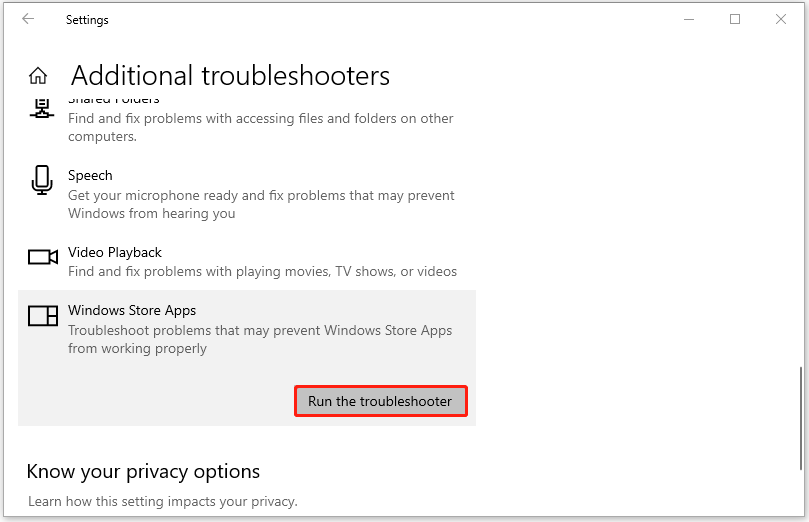 click Run the troubleshooter