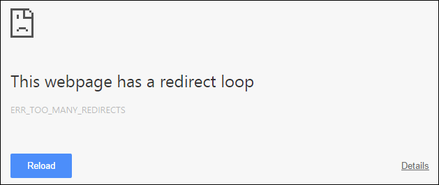 this webpage has a redirect loop