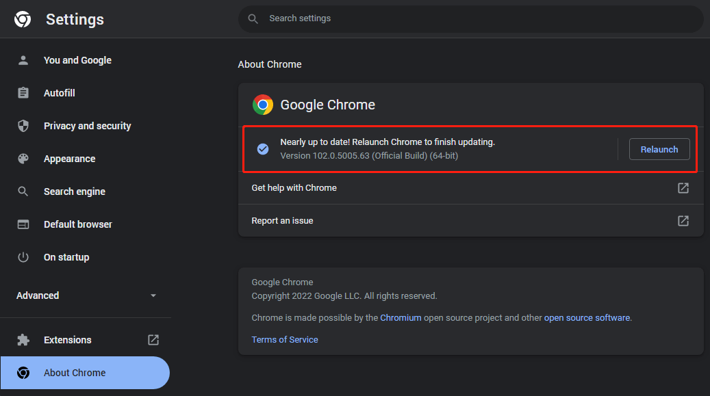 update Chrome