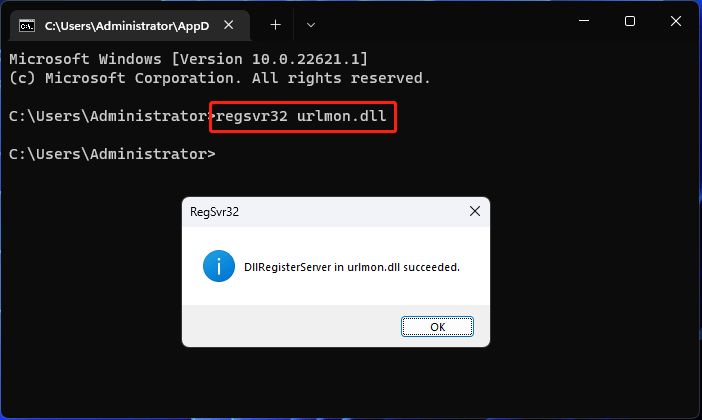 re-register Windows urlmon.dll